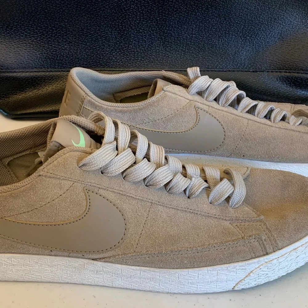 Tan Suede Sneakers with Swoosh - Picture 1 of 3